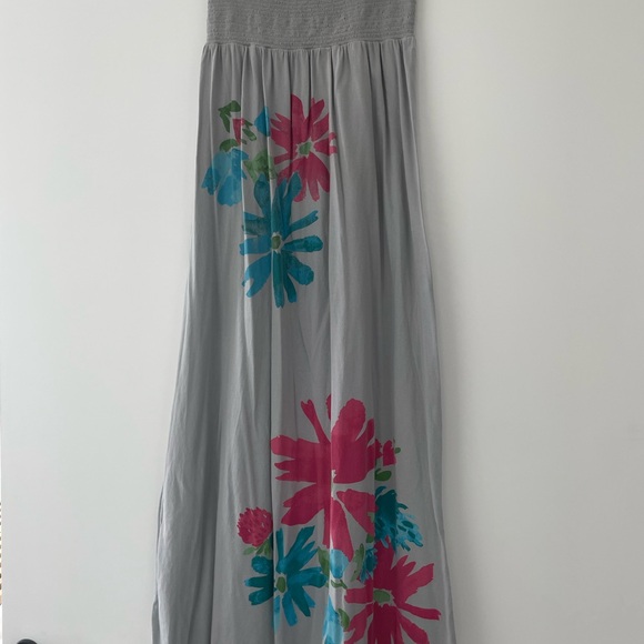 Floral Gray Maxi Skirt - Picture 1 of 3
